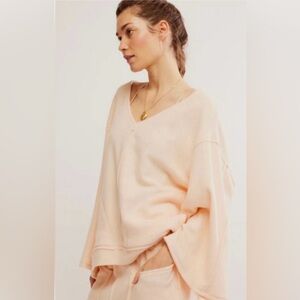 Free People Peach Day Off fleece set Size Small NWOT